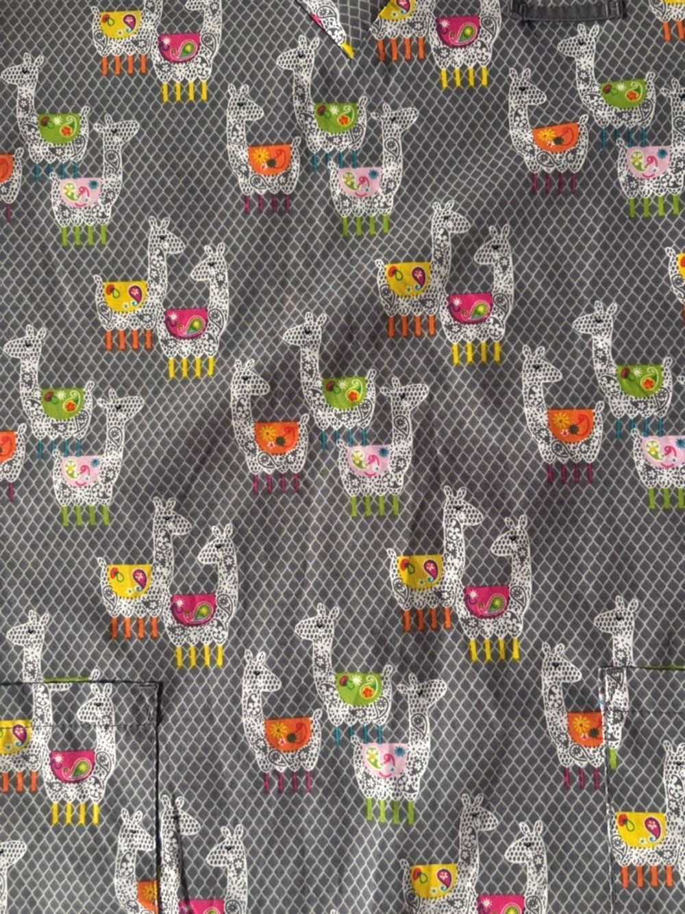 White Cross Lacey Llama scrub top - Picture 2 of 4